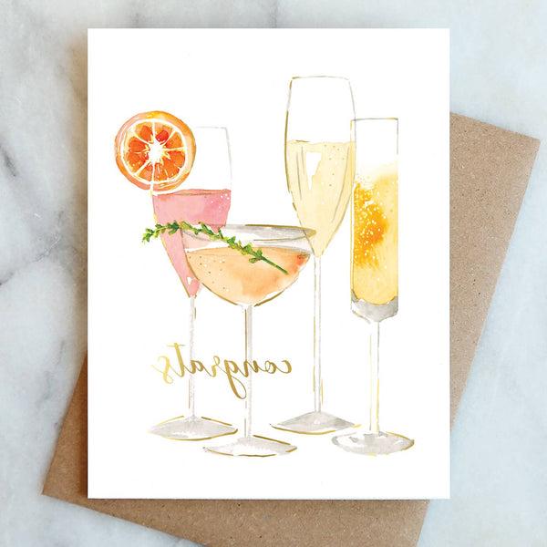 Bubbly Cocktail Congrats Note Card